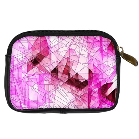 Pink Abstract Lineart Digital Camera Leather Case from ArtsNow.com Back