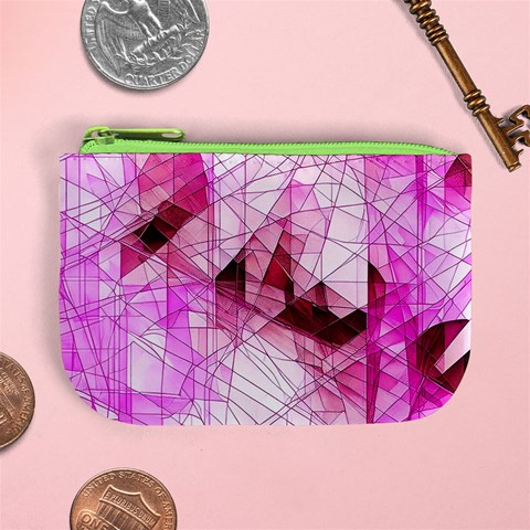 Pink Abstract Lineart Mini Coin Purse from ArtsNow.com Front