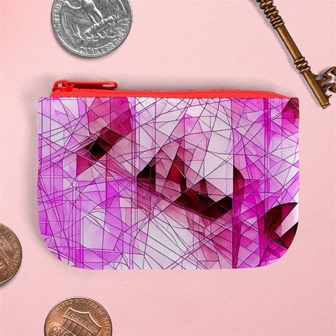 Pink Abstract Lineart Mini Coin Purse from ArtsNow.com Front