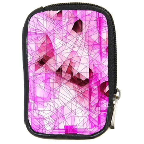 Pink Abstract Lineart Compact Camera Leather Case from ArtsNow.com Front