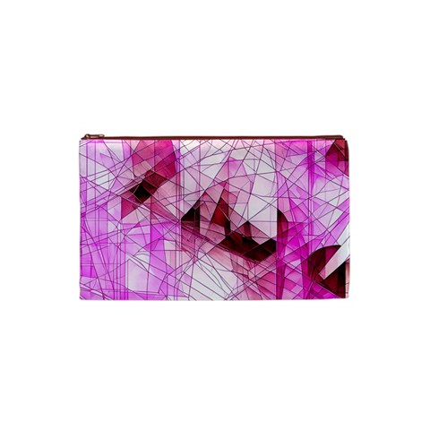 Pink Abstract Lineart Cosmetic Bag (Small) from ArtsNow.com Front