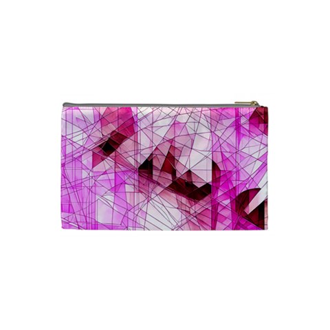 Pink Abstract Lineart Cosmetic Bag (Small) from ArtsNow.com Back