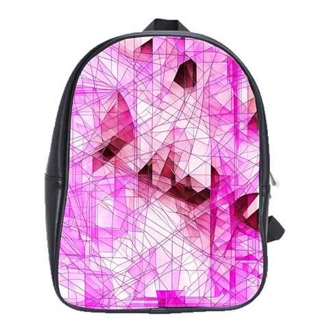 Pink Abstract Lineart School Bag (Large) from ArtsNow.com Front