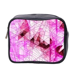 Pink Abstract Lineart Mini Toiletries Bag (Two Sides) from ArtsNow.com Front