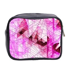 Pink Abstract Lineart Mini Toiletries Bag (Two Sides) from ArtsNow.com Back