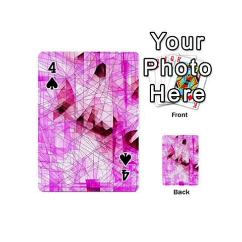 Pink Abstract Lineart Playing Cards 54 Designs (Mini) from ArtsNow.com Front - Spade4