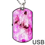 Pink Abstract Lineart Dog Tag USB Flash (One Side)