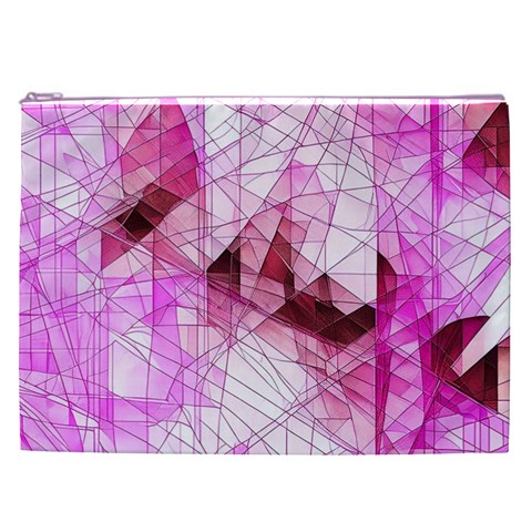 Pink Abstract Lineart Cosmetic Bag (XXL) from ArtsNow.com Front