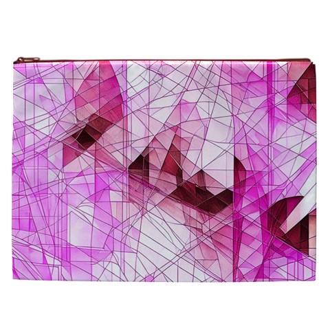 Pink Abstract Lineart Cosmetic Bag (XXL) from ArtsNow.com Front