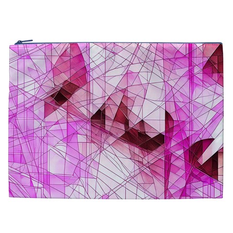 Pink Abstract Lineart Cosmetic Bag (XXL) from ArtsNow.com Front