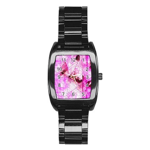 Pink Abstract Lineart Stainless Steel Barrel Watch from ArtsNow.com Front