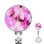 Pink Abstract Lineart Stainless Steel Nurses Watch