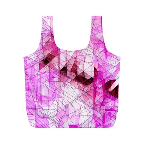 Pink Abstract Lineart Full Print Recycle Bag (M) from ArtsNow.com Front