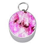 Pink Abstract Lineart Mini Silver Compasses