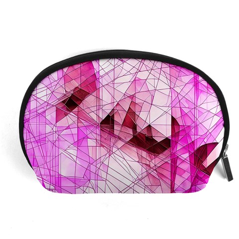 Pink Abstract Lineart Accessory Pouch (Large) from ArtsNow.com Front