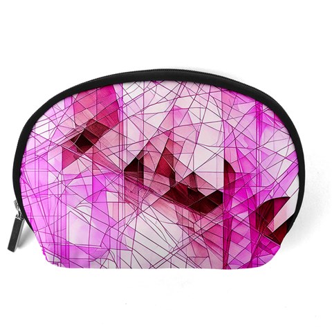 Pink Abstract Lineart Accessory Pouch (Large) from ArtsNow.com Back