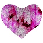 Pink Abstract Lineart Large 19  Premium Flano Heart Shape Cushions