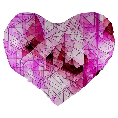 Pink Abstract Lineart Large 19  Premium Flano Heart Shape Cushions from ArtsNow.com Back