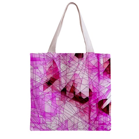 Pink Abstract Lineart Zipper Grocery Tote Bag from ArtsNow.com Back