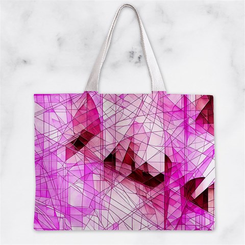 Pink Abstract Lineart Zipper Mini Tote Bag from ArtsNow.com Front