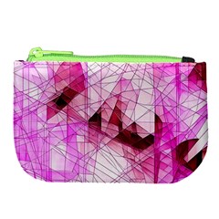 Pink Abstract Lineart Large Coin Purse from ArtsNow.com Front