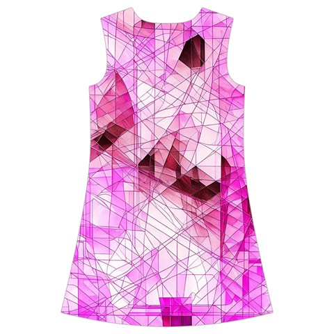 Pink Abstract Lineart Kids  Short Sleeve Velvet Dress from ArtsNow.com Back