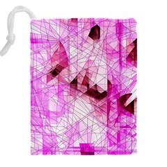 Pink Abstract Lineart Drawstring Pouch (4XL) from ArtsNow.com Back