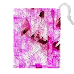 Pink Abstract Lineart Drawstring Pouch (5XL) from ArtsNow.com Front