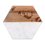 Pink Abstract Lineart Marble Wood Coaster (Hexagon) 