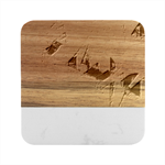 Pink Abstract Lineart Marble Wood Coaster (Square)