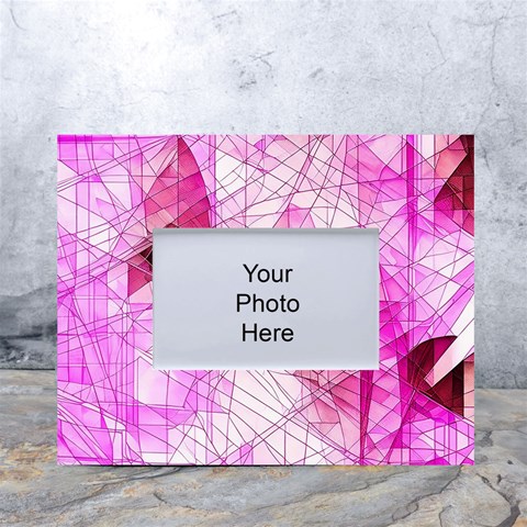 Pink Abstract Lineart White Tabletop Photo Frame 4 x6  from ArtsNow.com Front