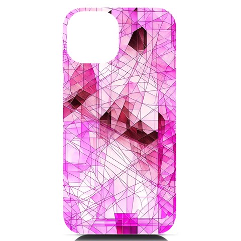 Pink Abstract Lineart iPhone 14 Black UV Print Case from ArtsNow.com Front