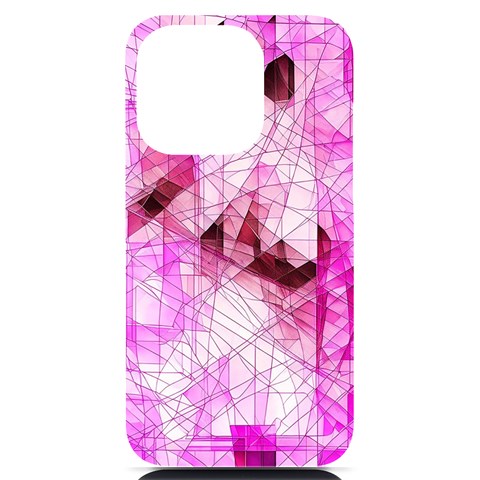 Pink Abstract Lineart iPhone 14 Pro Black UV Print Case from ArtsNow.com Front