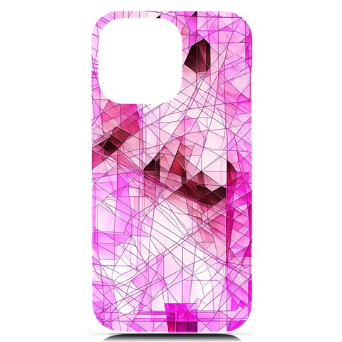 Pink Abstract Lineart iPhone 14 Pro Max Black UV Print Case from ArtsNow.com Front