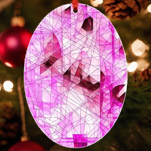 Pink Abstract Lineart UV Print Acrylic Ornament Oval from ArtsNow.com Front