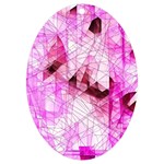 Pink Abstract Lineart UV Print Acrylic Ornament Oval