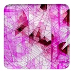 Pink Abstract Lineart Square Glass Fridge Magnet (4 pack)