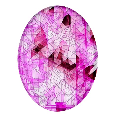 Pink Abstract Lineart Oval Glass Fridge Magnet (4 pack) from ArtsNow.com Front