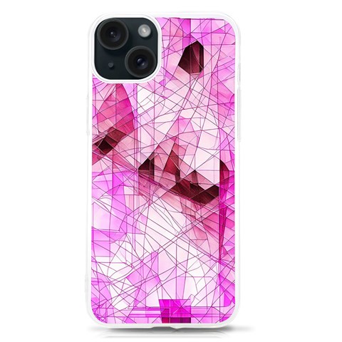 Pink Abstract Lineart iPhone 15 TPU UV Print Case from ArtsNow.com Front