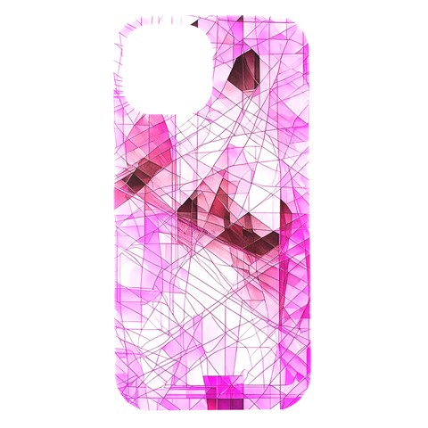 Pink Abstract Lineart iPhone 15 Black UV Print PC Hardshell Case from ArtsNow.com Front