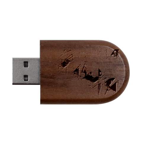 Pink Abstract Lineart Wood Oval USB Flash Drive from ArtsNow.com USB