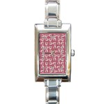 Whimsy Chickens Pattern Rectangle Italian Charm Watch