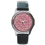 Whimsy Chickens Pattern Round Metal Watch