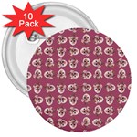 Whimsy Chickens Pattern 3  Buttons (10 pack) 