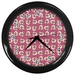 Whimsy Chickens Pattern Wall Clock (Black)