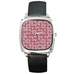 Whimsy Chickens Pattern Square Metal Watch