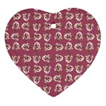 Whimsy Chickens Pattern Heart Ornament (Two Sides)