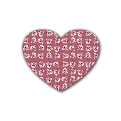 Whimsy Chickens Pattern Rubber Coaster (Heart) from ArtsNow.com Front