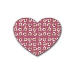 Whimsy Chickens Pattern Rubber Coaster (Heart)