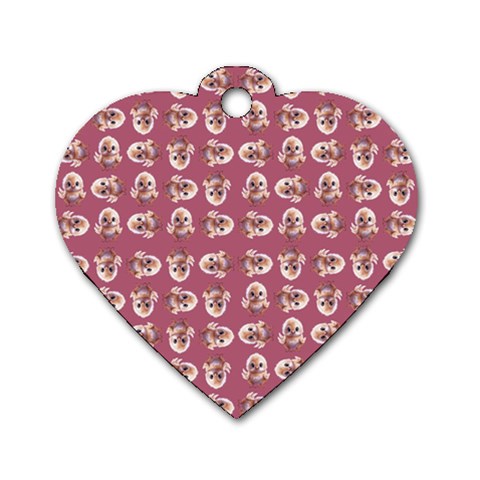 Whimsy Chickens Pattern Dog Tag Heart (Two Sides) from ArtsNow.com Front